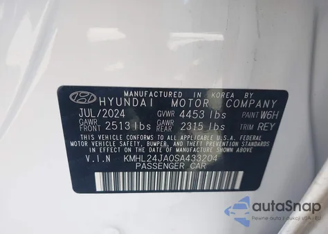 2025 Hyundai Sonata Se from USA, damaged, VIN KMHL24JA0SA433204